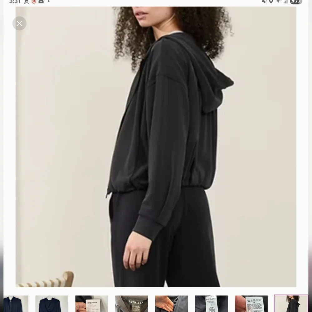 EUC Athleta Black Seasoft Bubble Hem Full Zip Size Small - Picture 2 of 11